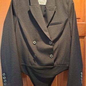 FINAL SALE PRICE NWT Black Zara Tuxedo Body Suit M/L